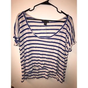 Striped off the shoulder high-low top